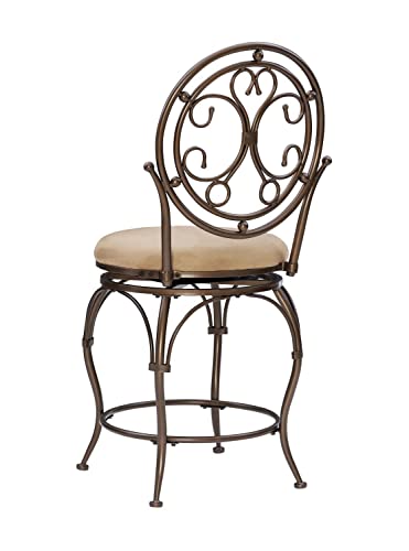 Powell Company Big and Tall Scroll Circle Back Powell Counter Stool, Height, Bronze/Beige