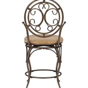 Powell Company Big and Tall Scroll Circle Back Powell Counter Stool, Height, Bronze/Beige