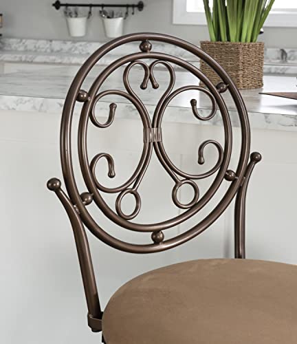 Powell Company Big and Tall Scroll Circle Back Powell Counter Stool, Height, Bronze/Beige