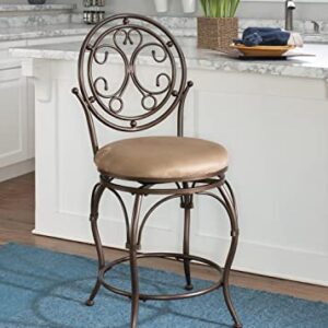 Powell Company Big and Tall Scroll Circle Back Powell Counter Stool, Height, Bronze/Beige