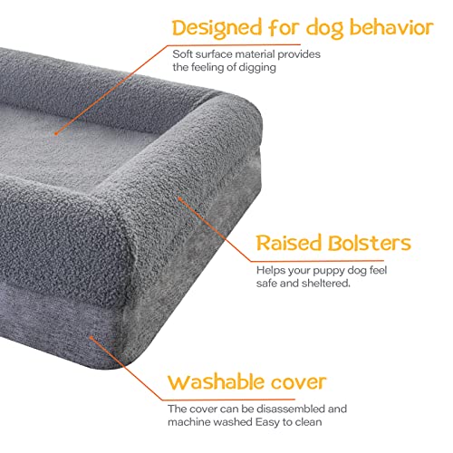 Hygge Hush Dog Beds for Extra Large Dogs, Orthopedic Large Dog Bed Memory Foam Soft Pet Sofa Waterproof Dog Bed Durable Pet Bed with Non-Skid Bottom and Washable Removable Cover Dog Bed for Crate