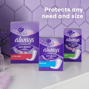 Always Anti-Bunch Xtra Protection, Panty Liners For Women, Light Absorbency, Extra Long Length, Leakguard + Rapiddry, Unscented, 68 Count