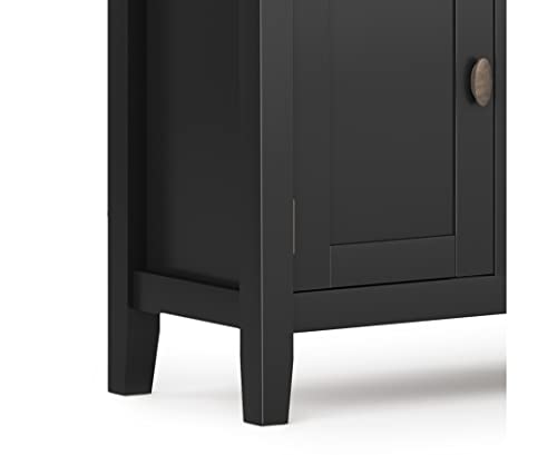 SIMPLIHOME Redmond SOLID WOOD Universal TV Media Stand, 72 inch Wide , Farmhouse Rustic, Living Room Entertainment Center, Storage Shelves and Cabinets, for Flat Screen TVs up to 80 inches in Black