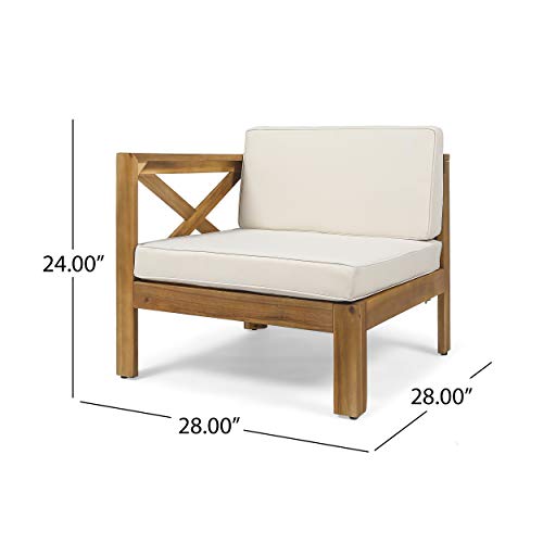 Christopher Knight Home Mamie Outdoor Acacia Wood 5 Piece Sofa Set, Teak Finish, Beige