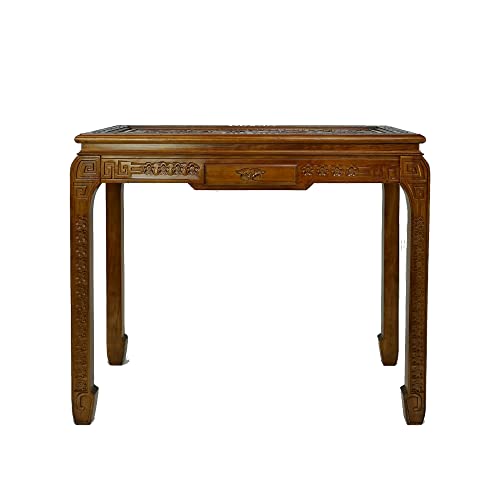 Benjara Mai 36 Inch Classic Wood Console Table, 1 Drawer, Floral Carving, Brown