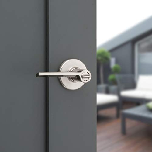 Kwikset Ladera Door Lever Keyed Entry Door Handle , Round Rose in Satin Nickel