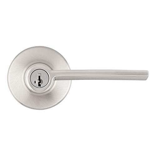 Kwikset Ladera Door Lever Keyed Entry Door Handle , Round Rose in Satin Nickel