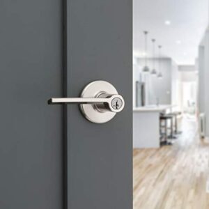 Kwikset Ladera Door Lever Keyed Entry Door Handle , Round Rose in Satin Nickel