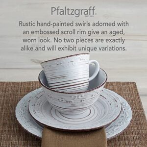 Pfaltzgraff Trellis White 16-Piece Dinnerware Set, Service for 4, Distressed White