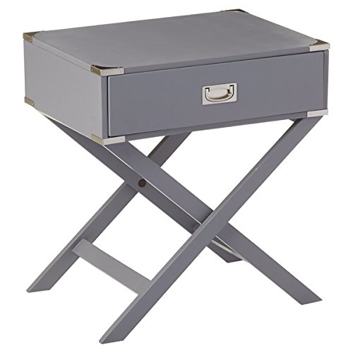 Mercury Row 100% Eye-catching and Durable Gray Neptune Campaign 1 Drawer End Table