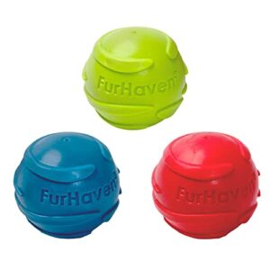 furhaven 3-pack fetch ‘n fun tpr squeaky ball dog toy set – play pack, set of 3