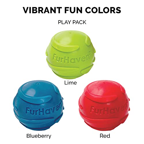 Furhaven 3-Pack Fetch 'N Fun TPR Squeaky Ball Dog Toy Set - Play Pack, Set of 3