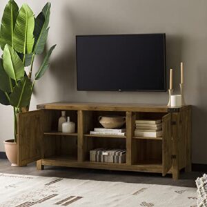 Walker Edison Georgetown Modern Farmhouse Double Barn Door TV Stand for TVs up to 65 Inches, 58 Inch, Barnwood
