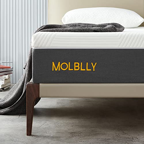 Molblly 12 Inches King Size Mattress for Back Pain Relief, Gel Memory Foam Mattress in a Box, Fiberglass Free, Medium Firm, 10-Year Support, Premium King Bed