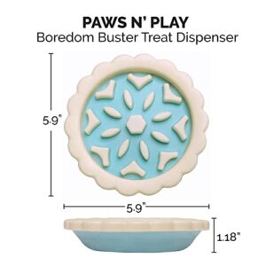 Furhaven Paws 'n Play Pie Slow Feeder Fillable Dog Toy, Washable - White/Blue, One Size