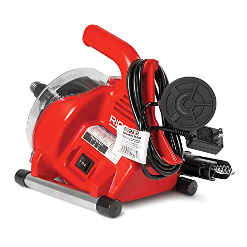 RIDGID PowerClear 120-Volt Drain Cleaning Machine Kit for Tubs, Showers, and Sinks,Red