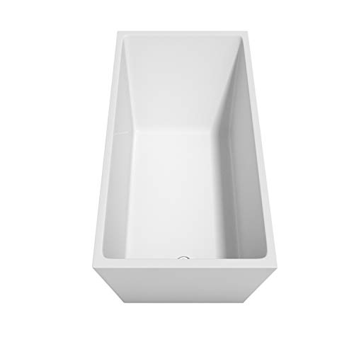 Hannah 59 inch Freestanding Bathtub in White with Floor Mounted Faucet, Drain and Overflow Trim in Polished Chrome