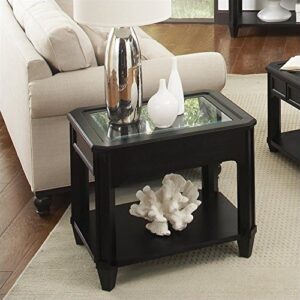 Beaumont Lane Glass Top Rectangular End Table in Black Forrest Birch