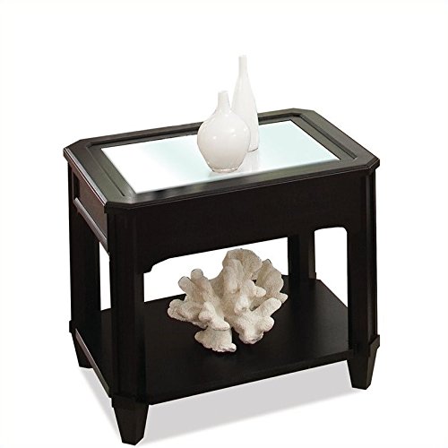 Beaumont Lane Glass Top Rectangular End Table in Black Forrest Birch