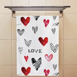 My Little Nest Watercolor Hearts on White 2 Pack Hand Towels for Bathroom Kitchen Towels Microfiber Bath Towel Absorbent Dish Fingertip Towel for Guest Gym Spa Bar 30 x 15 inch