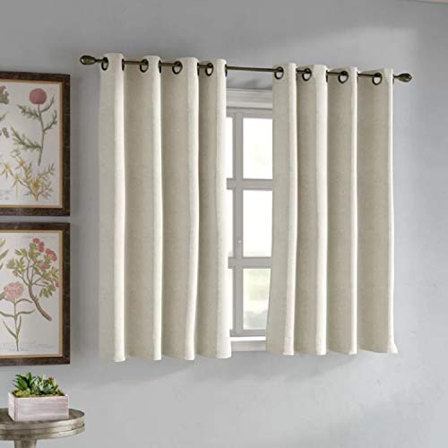 Beachcrest Home Gleason Short 45 Inch Solid Room Darkening Grommet Single Curtain Panel in Parchment