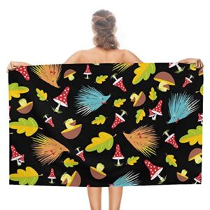 My Little Nest Bath Towels Quick Dry Bathroom Towels Mushrooms Hedgehogs Absorbent Shower Towels Soft Hand Towel Wash Cloths for Spa Pool Hotel Gym 31" x 51"