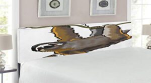 ambesonne animal headboard, cartoon like sloth bear tropic wild lazy sleepy creature australian theme artwork, upholstered decorative metal bed headboard with memory foam, king size, grey