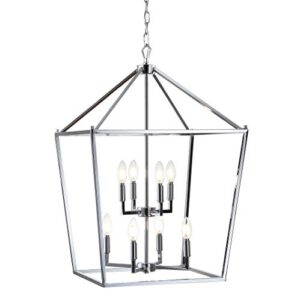 jonathan y jyl7438c pagoda lantern dimmable adjustable metal led pendant classic traditional dining room living room kitchen foyer bedroom hallway, 20 in, chrome