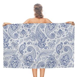 my little nest bath towels quick dry bathroom towels hand drawn paisley curve pattern absorbent shower towels soft hand towel wash cloths for spa pool hotel gym 31″ x 51″