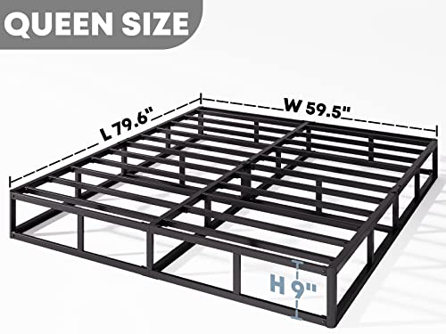 RLDVAY Box-Spring-Queen, 9 inch Metal Queen Box Spring Only, Heavy Duty Queen Size Box Spring with Fabric Cover, Easy Assembly, Non Slip, Noise Free