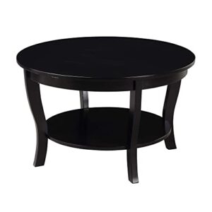 convenience concepts american heritage round coffee table, black