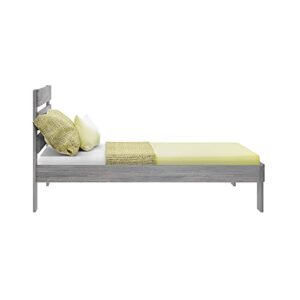 Max & Lily Modern Farmhouse Platform Bed with Plank Headboard, Full, Driftwood