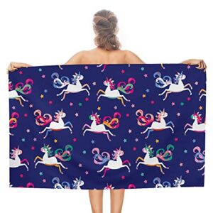 my little nest bath towels soft absorbent bathroom towel colorful unicorns quick dry bath towel large shower towels lightweight hand towels 31″ x 51″