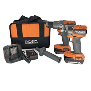 RIDGID 18V Brushless 1/2-inch Hammer Drill and 1/4 -inch Impact Driver Kit (2) 2.0 Ah Batteries and Charger R92091SB