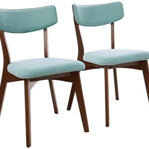 Christopher Knight Home Abrielle Mid-Century Modern Fabric Dining Chairs with Natural Walnut Finished Rubberwood Frame, 2-Pcs Set, Mint / Natural Walnut