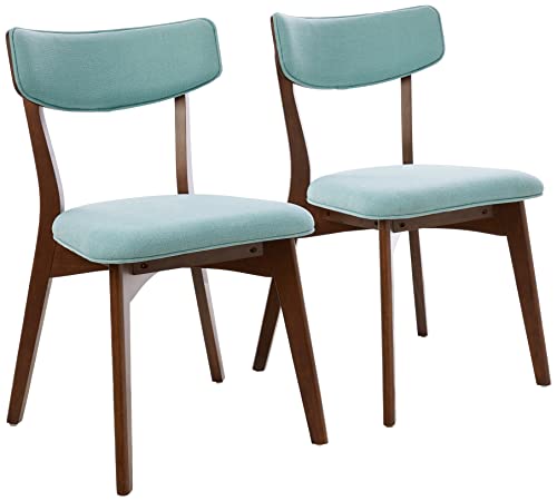 Christopher Knight Home Abrielle Mid-Century Modern Fabric Dining Chairs with Natural Walnut Finished Rubberwood Frame, 2-Pcs Set, Mint / Natural Walnut