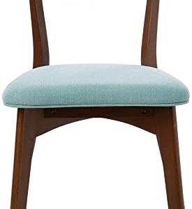 Christopher Knight Home Abrielle Mid-Century Modern Fabric Dining Chairs with Natural Walnut Finished Rubberwood Frame, 2-Pcs Set, Mint / Natural Walnut