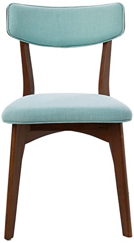 Christopher Knight Home Abrielle Mid-Century Modern Fabric Dining Chairs with Natural Walnut Finished Rubberwood Frame, 2-Pcs Set, Mint / Natural Walnut