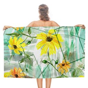 my little nest bath towels soft absorbent bathroom towel sunflowers pattern watercolor quick dry bath towel large shower towels lightweight hand towels 31″ x 51″