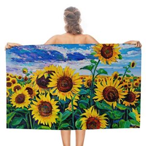 my little nest bath towels quick dry bathroom towels oil painting sunflowers modern absorbent shower towels soft hand towel wash cloths for spa pool hotel gym 31″ x 51″
