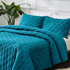litanika queen size quilt bedding set teal – full lightweight comforter bedspreads & coverlets turquoise – bedding cover bed decor all season – 3 pieces (1 quilt, 2 pillowcases)