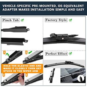 AUTOBOO Replacement for 2013-2020 Ford Escape Edge Focus 13-19 Fusion 28"+28" Pinch Tab Windshield Wiper Blade Set-Factory OE Style