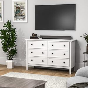 LYNSOM White Dresser, Modern Dresser for Bedroom with Deep Drawers, Wooden 6 Drawer Double Dresser for Living Room, Wide Chest of Drawers with Storage for Home