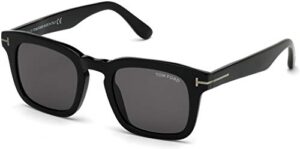sunglasses tom ford ft 0751 -f-n 01a shiny black/smoke lenses/gunmetal”t” tem