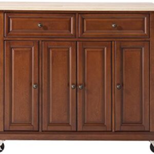Crosley Furniture Full Size Kitchen Cart with Natural Wood Top, Cherry