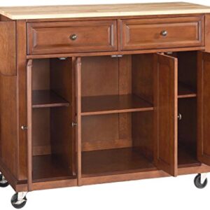 Crosley Furniture Full Size Kitchen Cart with Natural Wood Top, Cherry