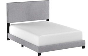 crown mark erin upholstered panel bed in gray, queen