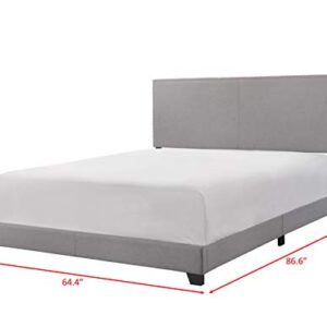 Crown Mark Erin Upholstered Panel Bed in Gray, Queen