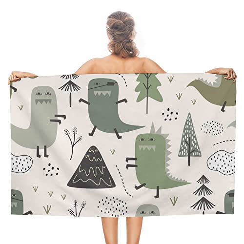 My Little Nest Bath Towels Quick Dry Bathroom Towels Cute Dino Jungle Tree Theme Absorbent Shower Towels Soft Hand Towel Wash Cloths for Spa Pool Hotel Gym 31" x 51"