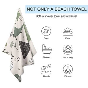 My Little Nest Bath Towels Quick Dry Bathroom Towels Cute Dino Jungle Tree Theme Absorbent Shower Towels Soft Hand Towel Wash Cloths for Spa Pool Hotel Gym 31" x 51"